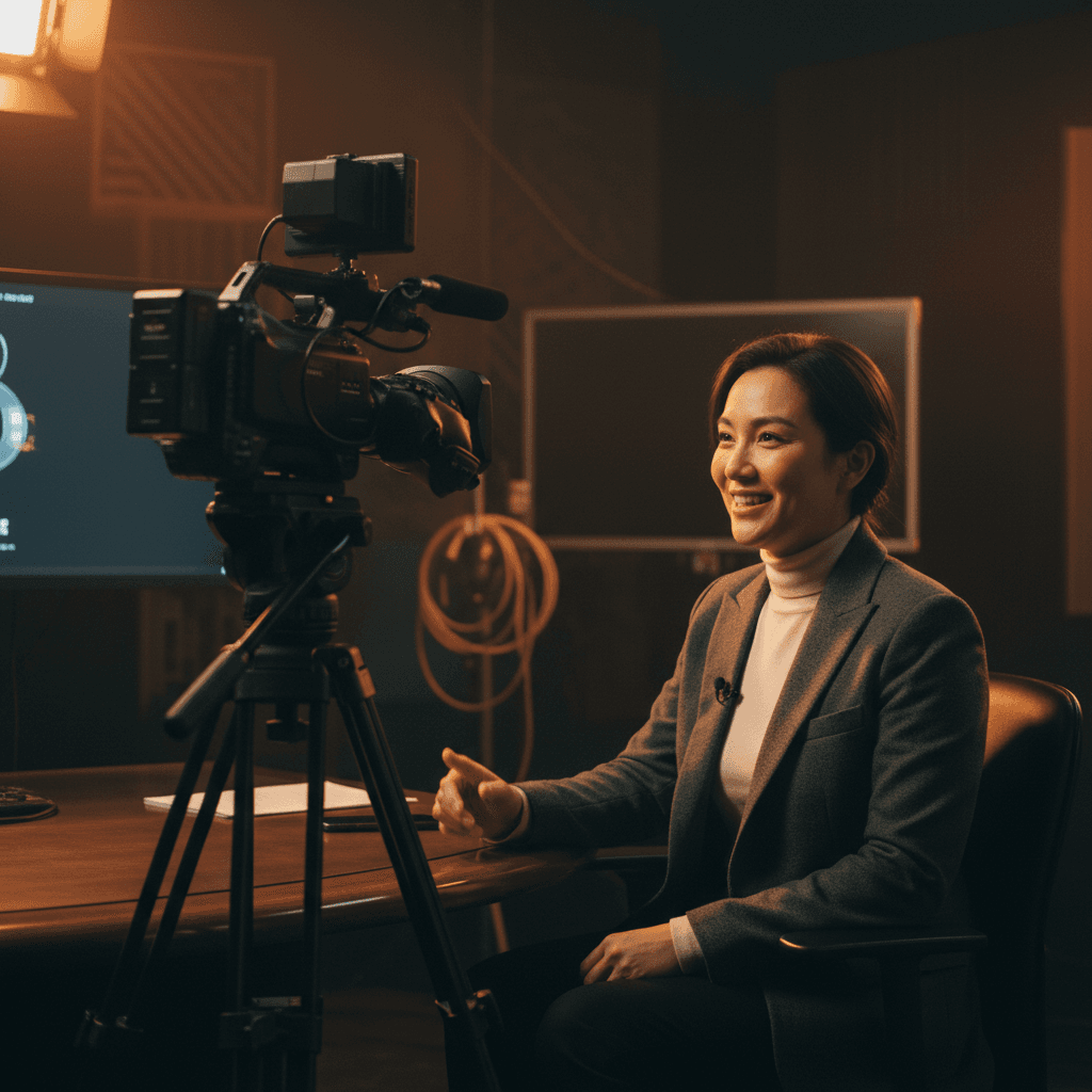 Professional being filmed for AI training video